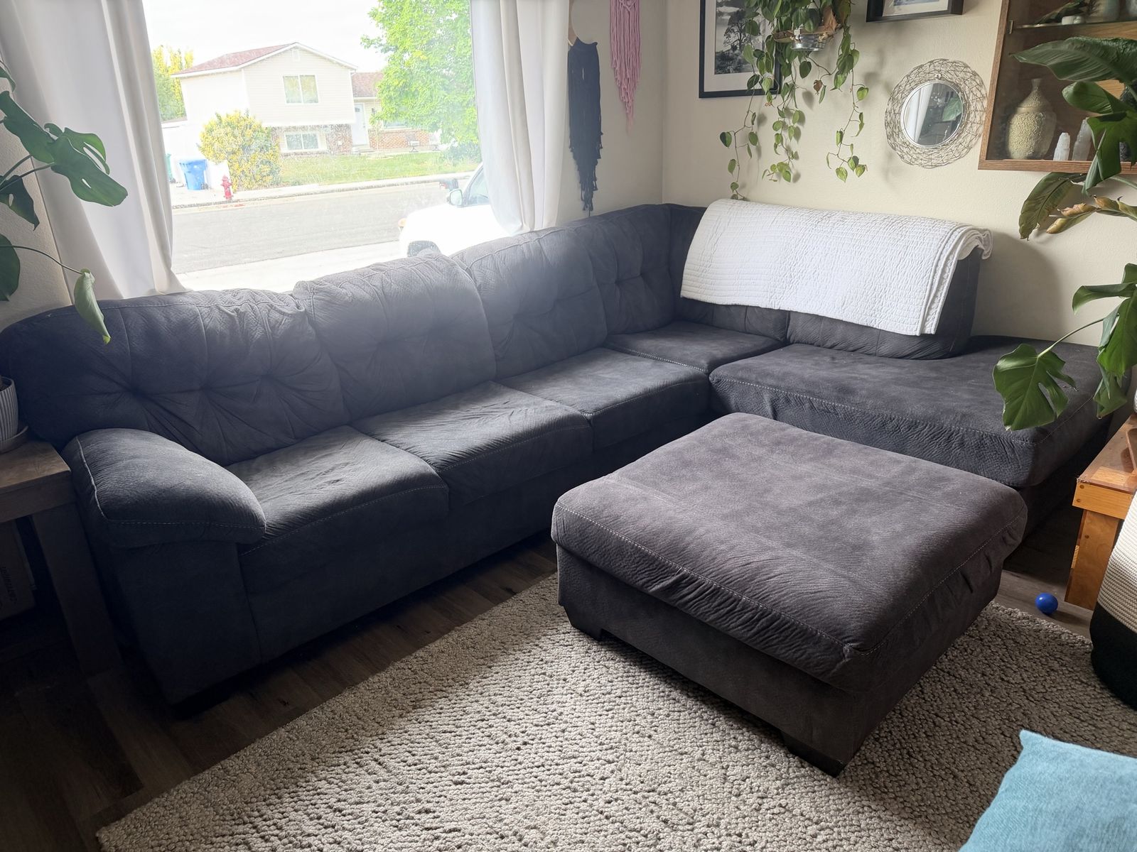 Couch with chaise and ottoman