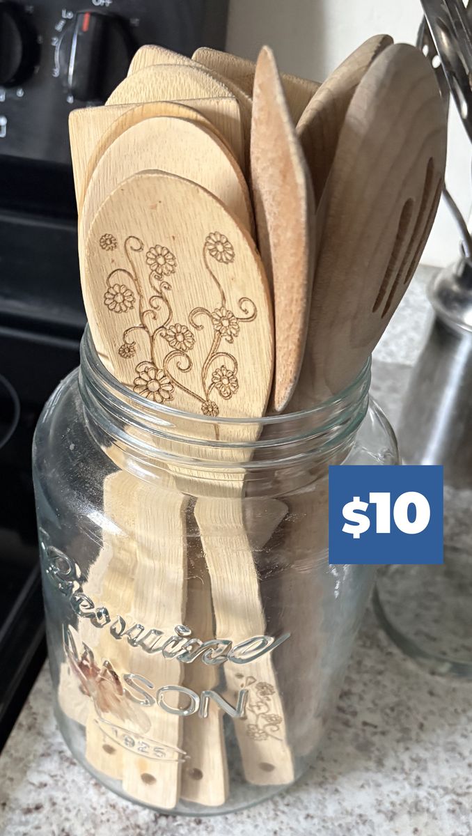 Mason Jar and Wooden Spoons