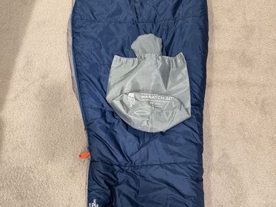 The North Face Youth Wasatch 20 Degree Sleeping Bag - Blue/Gray w/ Compression Sack