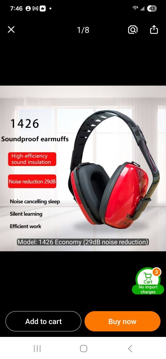 VIAN noise canceling ear muffs  29dB, 1426 Economy  NIB