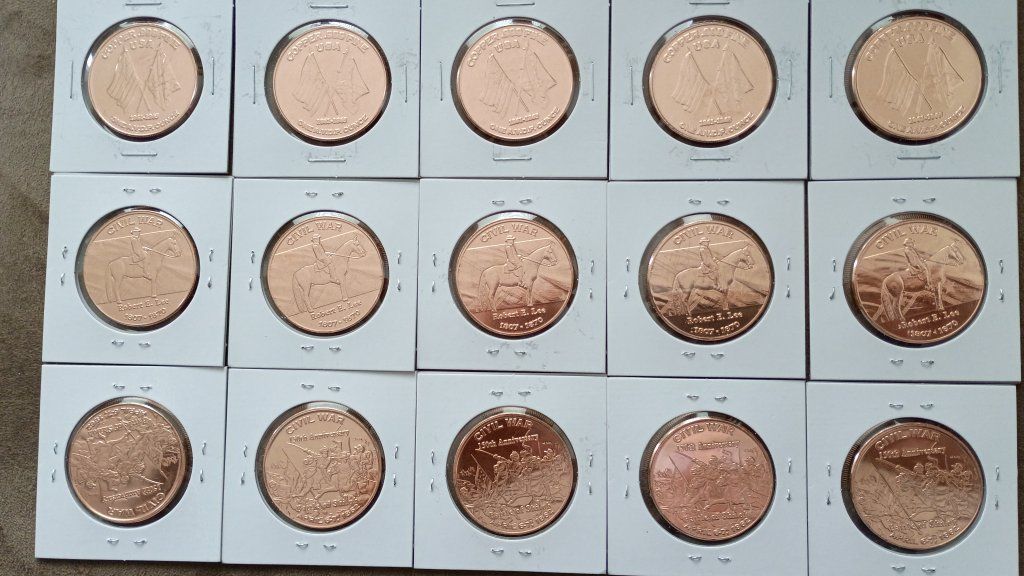 Civil War 150th Anniversary Commemorative Copper Rounds - Robert E. Lee & Battle Scenes - 1 oz .999 Fine Cu