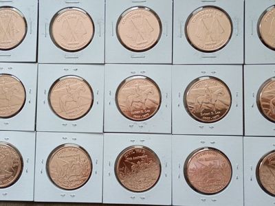 Civil War 150th Anniversary Commemorative Copper Rounds - Robert E. Lee & Battle Scenes - 1 oz .999 Fine Cu