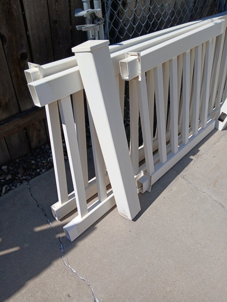 White Vinyl Porch Railing Panels and Posts Lot