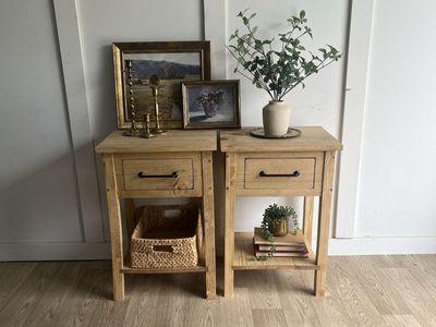 Set of New Handcrafted Solid Wood Nightstands