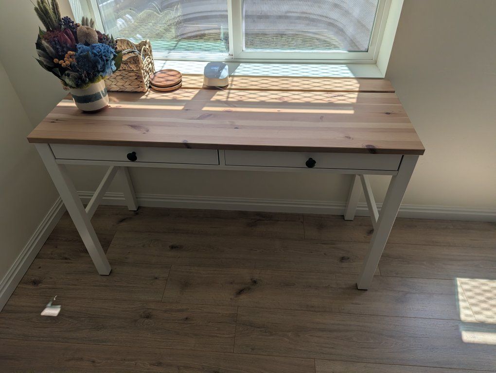 IKEA HEMNES Desk with 2 Drawers, White Stain/Light Brown, 47 1/4" x 18 1/2"