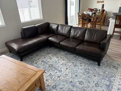 Brown Leather Couch With Chase