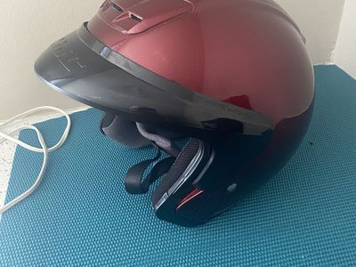 HJC Open Face Motorcycle Helmet Maroon Red DOT Approved Size. XXL. 64 cm