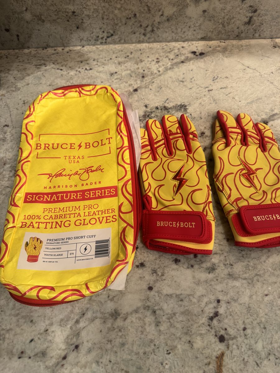 New Bruce Bolt Batting Gloves Youth YXL Baseball