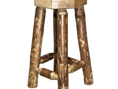3x Rustic Wooden Log Stool / Bar Stool