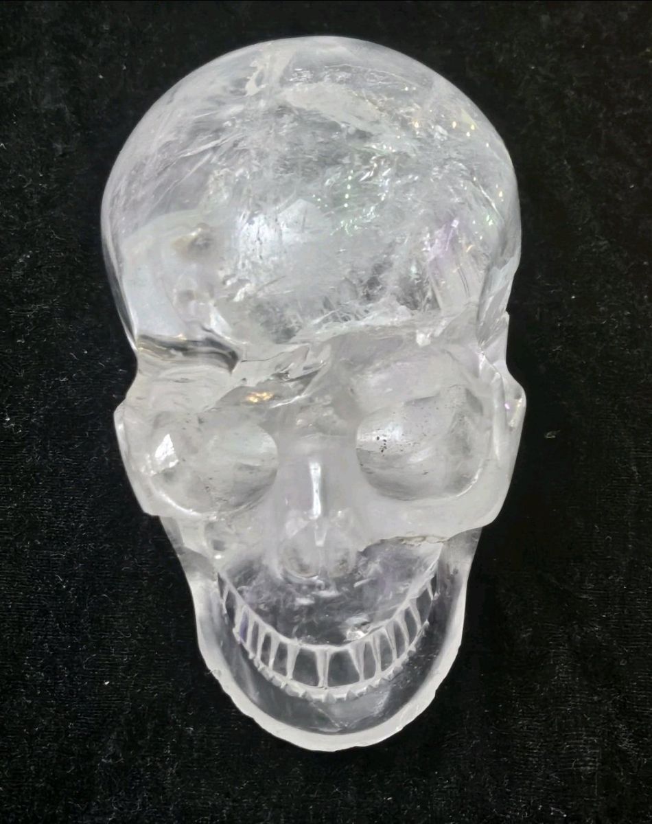 ​ Large Clear Quartz Crystal Skull Carving 5" Healing Rock Crystal Sphere Head