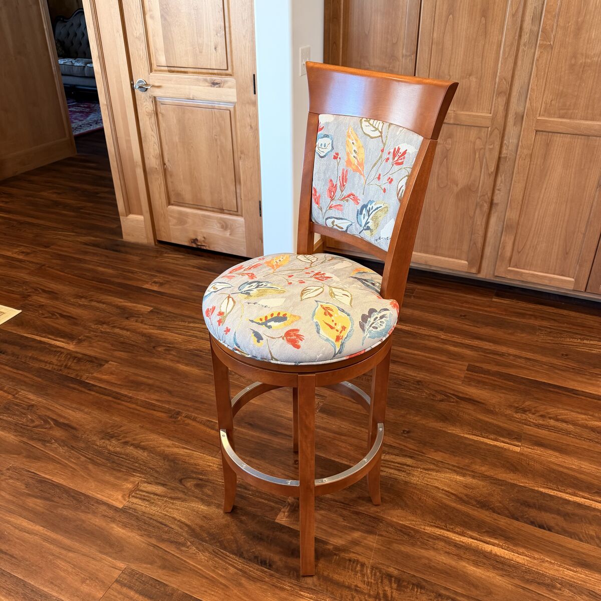 Estate sale - 3 new solid wood swivel stools w/backs