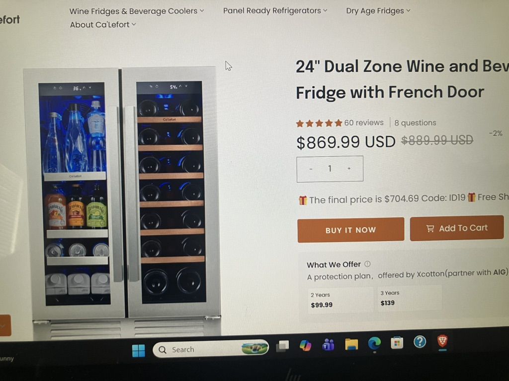 Ca'lefort dual zone wine cooler