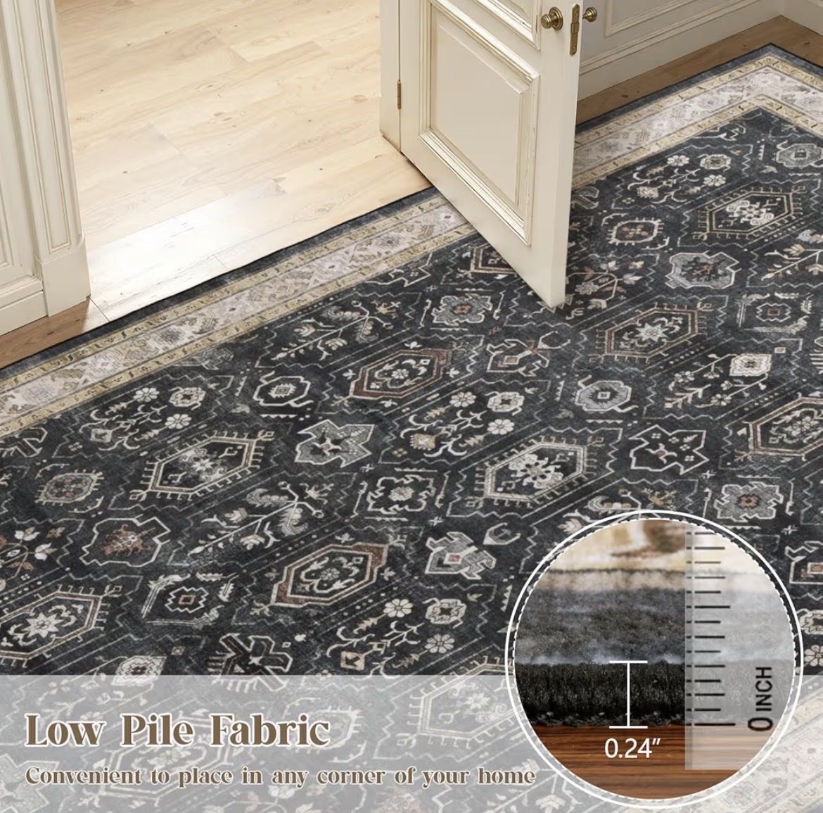5x7 Area Rug for Living Room, Washable Vintage Small Rug, Soft Low Pile Non Slip Distressed Carpet for Bedroom Dining Room 