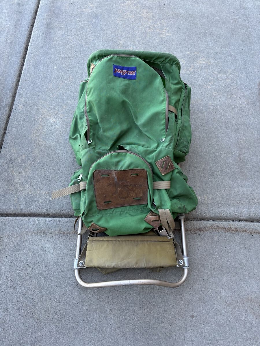 Vintage JanSport Green External Frame Backpack Hiking Camping