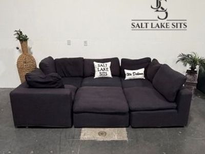 Purple Cloud Sectional Sofa Couch Ottoman