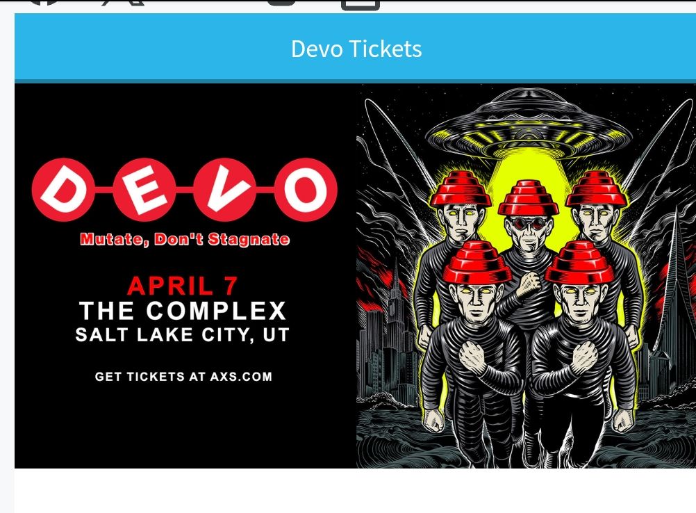2 Devo Tickets $150