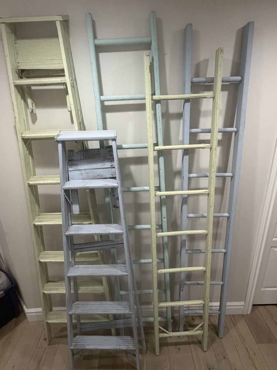 5 antique painted ladders