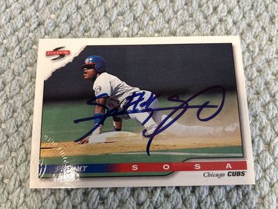 Sammy Sosa Autograph 1996 Pinnacle Certified Auto w/COA Hand Signed & Embossed Stamp Seal Chicago Cubs