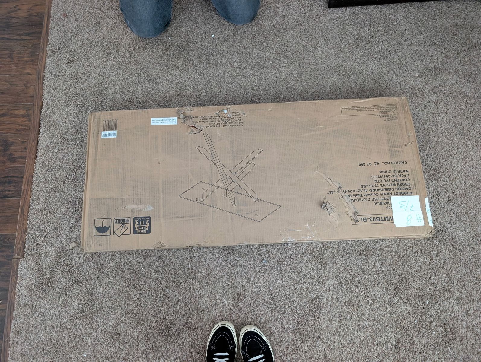 Glass and metal Console Table WMTB03-BLK - New in Box