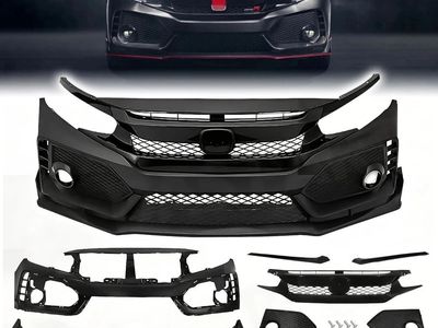 2016-2021 Honda Civic Type-R Style Front Bumper Conversion Kit Black
