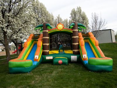 Tropical Kids Bounce House Water Slide