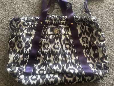 Lululemon Purple & White Ikat Print Tote Bag with Drawstring and Handles