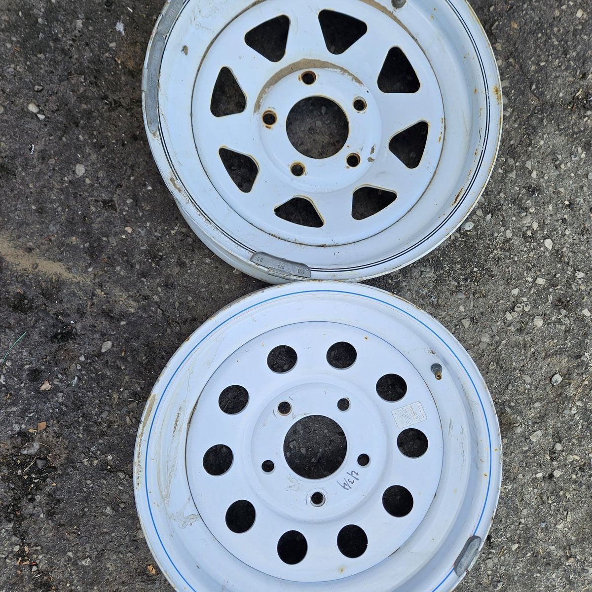2 15" 5x4.75 trailer wheels