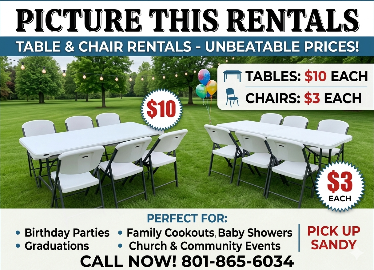 🪑 TABLES & CHAIRS FOR RENT!