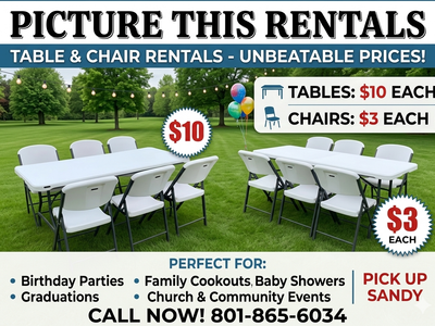 πͺ TABLES & CHAIRS FOR RENT!