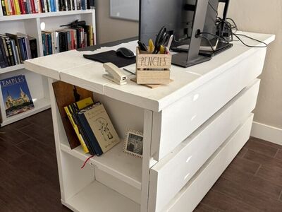 Custom Solid Wood Desk w/ Built-In Storage – $80