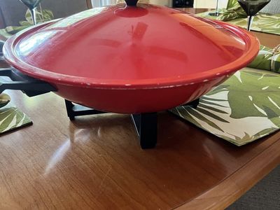 Vintage Toastmaster Electric Wok Red Non-Stick Skillet Pan Lid Control Probe Base