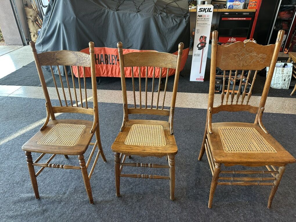 Antique Oak Caned Chairs