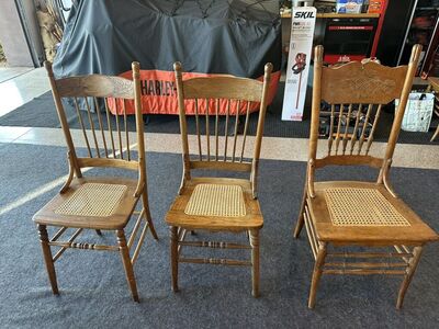 Antique Oak Caned Chairs