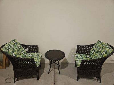 Wicker Outdoor Patio Set - 2 Chairs and Side Table