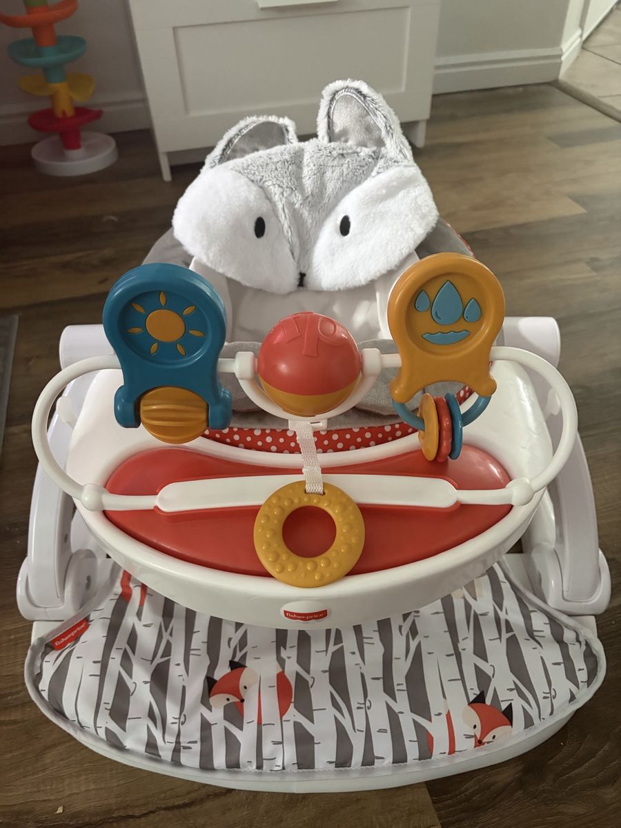 Fisher-Price Sit-Me-Up Floor Seat with Tray & Toys, Fox Design, Infant Support