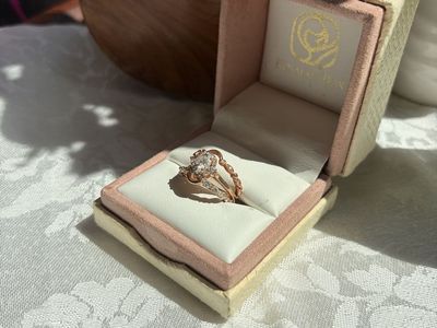 14K Rose Gold 3-piece Engagement/Wedding Ring Set