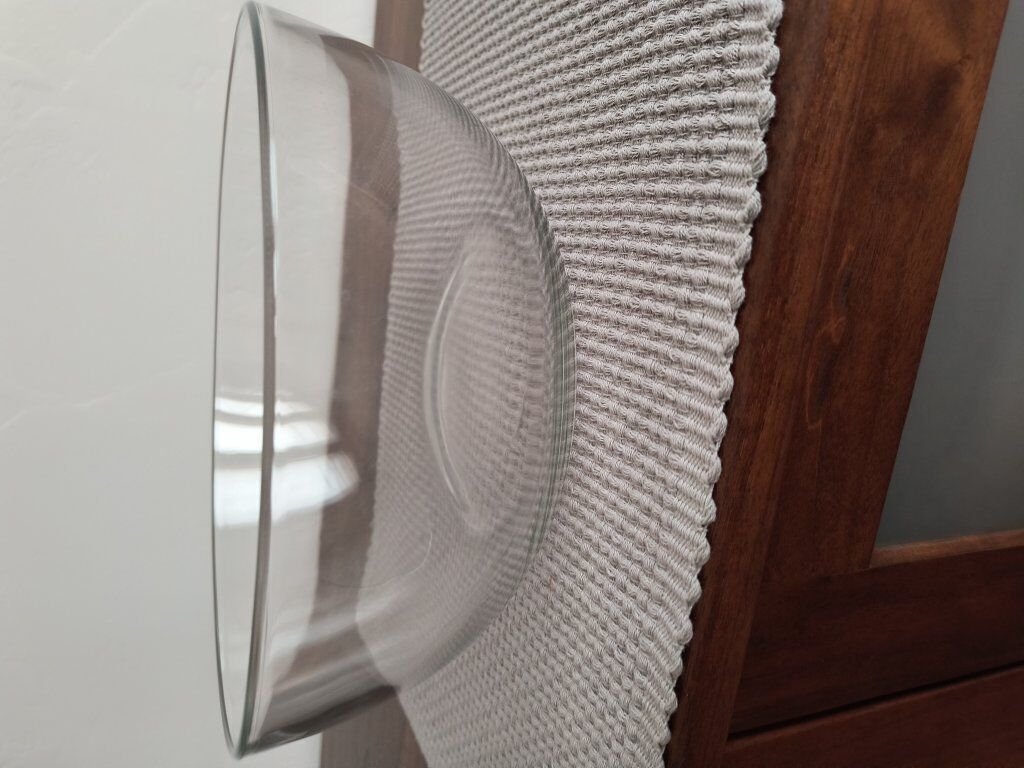 Clear glass serving bowl