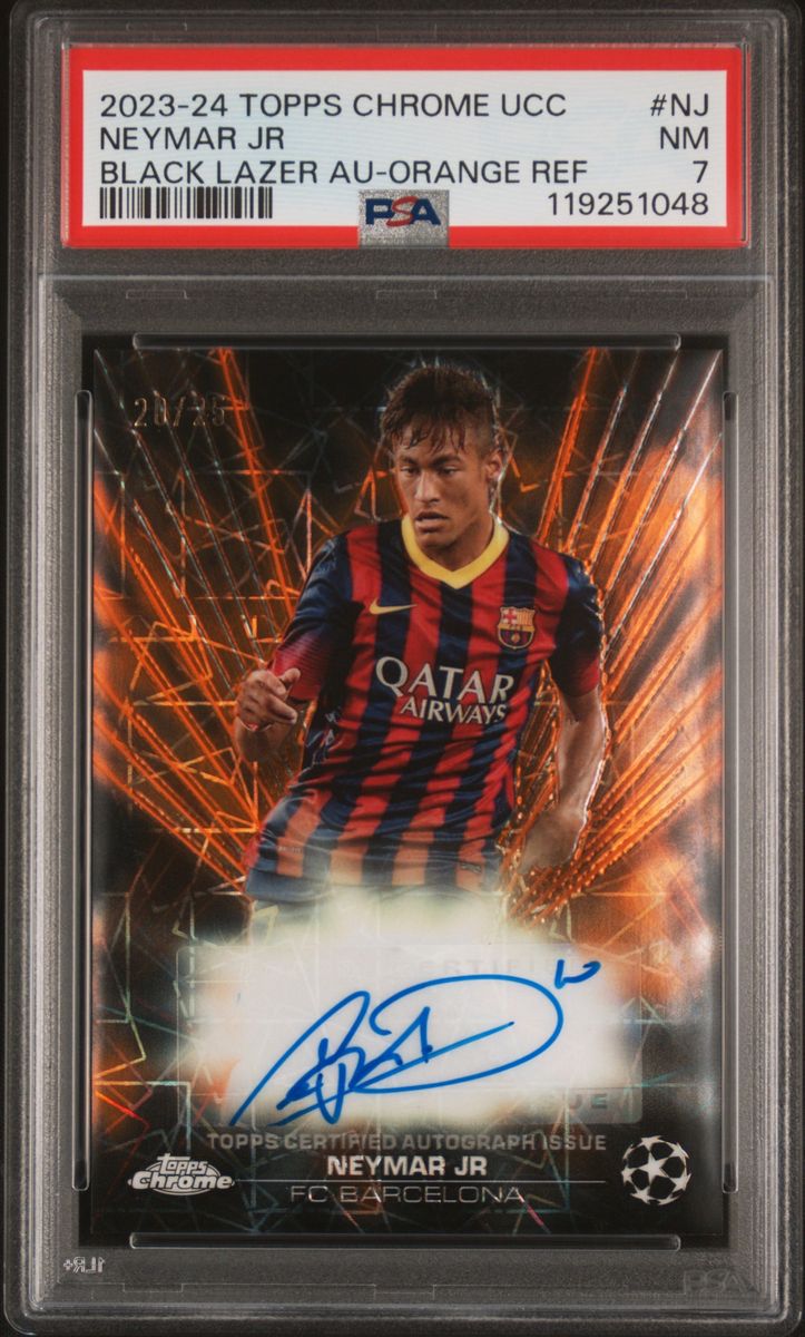2023 Topps Chrome Neymar Black Lazer Orange Auto
