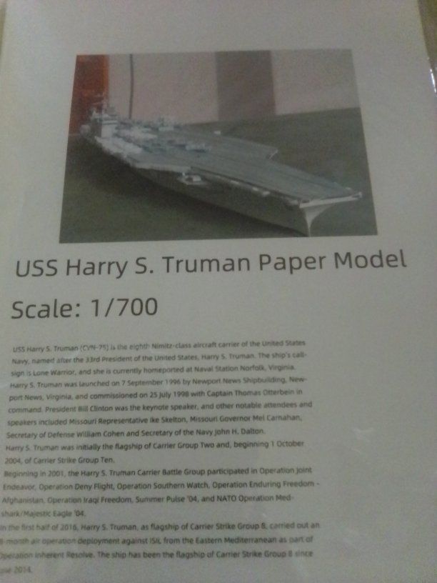 USS Harry S. Truman Paper Model Kit 1:700 Scale + ShKH vz. 77 DANA Tank Model Kit