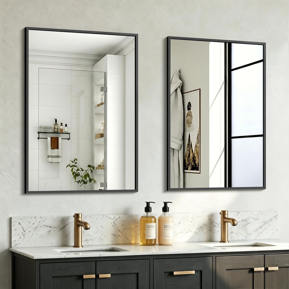 LAWADA 20” x 30” Black Bathroom Vanity Mirrors – Set of 2 – New