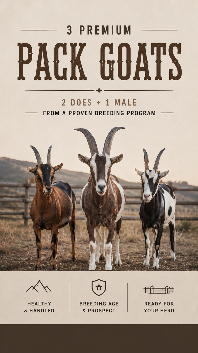 3 Pack Goats – 2 Does + 1 Male