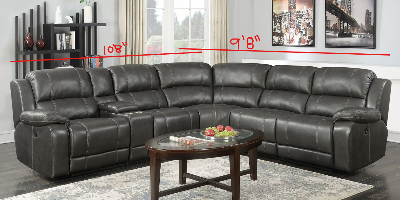 Dunill Leather Power Sectional Sofa