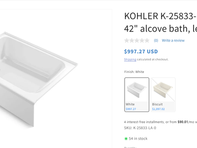 New Bath Tube KOHLER K-25833-LA-0 60" x 42" alcove bath, left drain -White