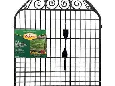 Vigoro Rockdale 43.8 In. Black Steel Fence 3 Panel (2-Packs) #860404 - New in Box
