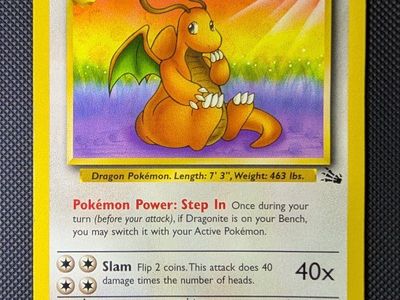 Dragonite 19/62 Fossil Set Vintage Pokémon Card 1999 WOTC Non-Holo Rare MP