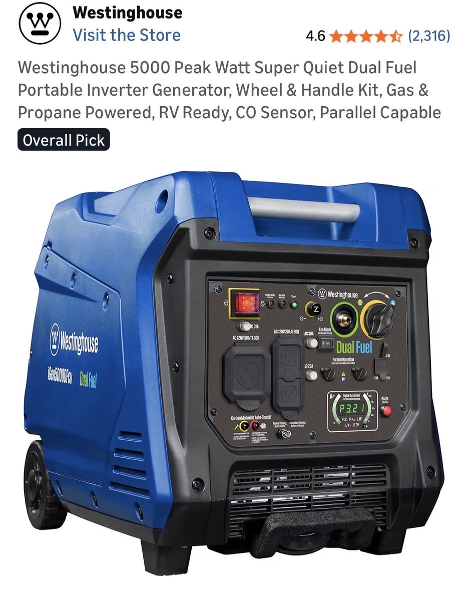 5000 watt Dual Fuel Generator NEW-IN BOX