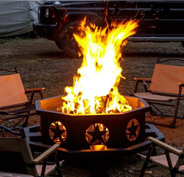 NEW 42" Wood Burning Fire Pit with Dual BBQ Grills – Factory Packed