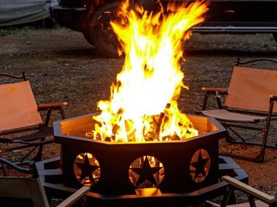 NEW 42" Wood Burning Fire Pit with Dual BBQ Grills – Factory Packed