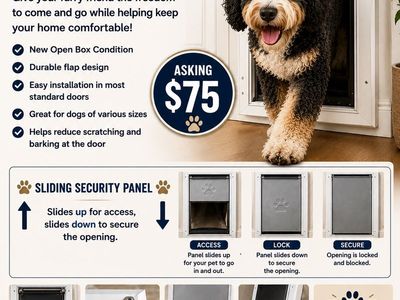 PETOASIS Large Dog Door for Doors & Walls - 17.71"H x 12.6"W Opening, Durable Aluminum Frame, New Open Box