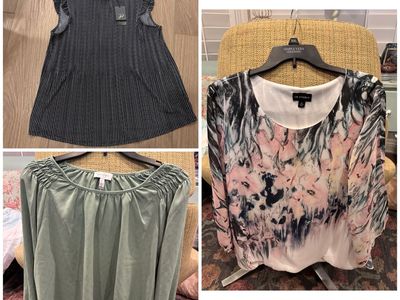 XL Top/Blouse Bundle. Navy is NWT, other 2 great condition
